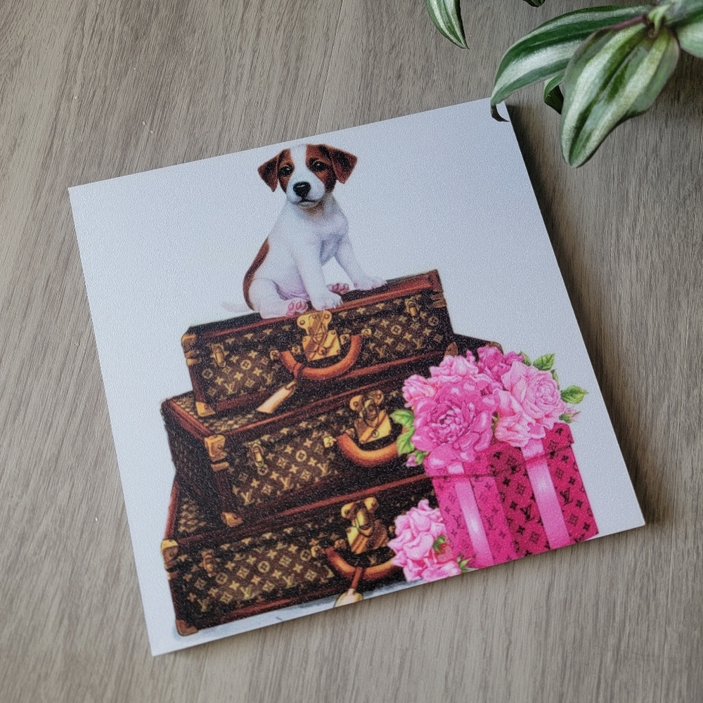 Pet Lover Dog Design Decor Cute Puppy and Luggage Art Print Decor